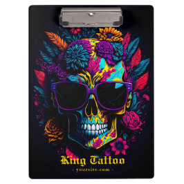 Carpeta De Pinza Floral Skull Colorido Retro Elegante Artista de ta
