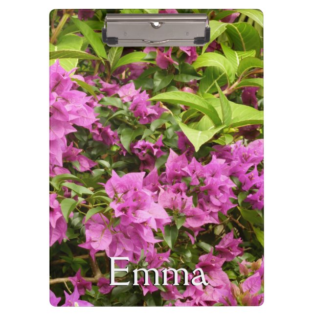 Carpeta De Pinza Floral Tropical Morada Bougainvillea (Anverso)