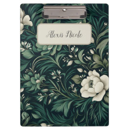 Carpeta De Pinza Floral verde de esmeralda oscura