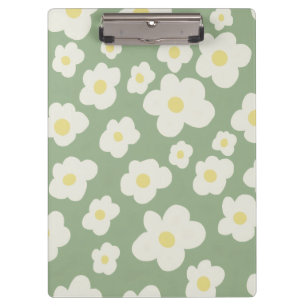 Carpeta De Pinza Floral verde y blanco
