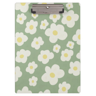 Carpeta De Pinza Floral verde y blanco