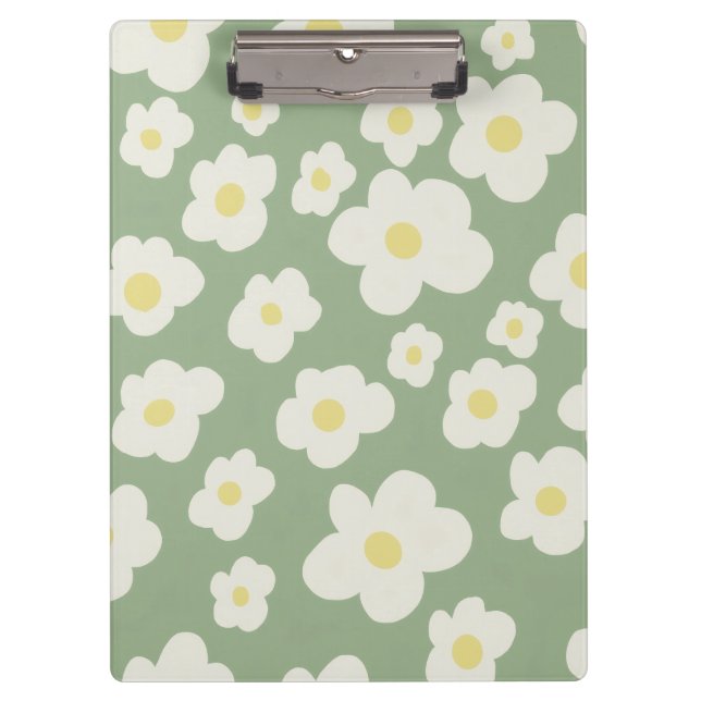 Carpeta De Pinza Floral verde y blanco  (Anverso)