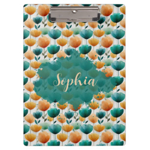 Carpeta De Pinza Floral Vintage de Primavera Amarillo y Verde