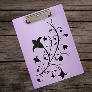 Carpeta De Pinza Flores abstractas de pergamino Silueta negra Morad