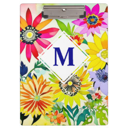 Carpeta De Pinza Flores acuarelas monogramadas