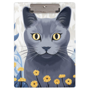 Carpeta De Pinza Flores amarillas de gato azul ruso
