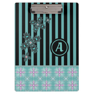 Carpeta De Pinza Flores artdeco en estilo retro con monograma