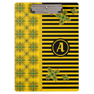 Carpeta De Pinza Flores artdeco en estilo retro con monograma