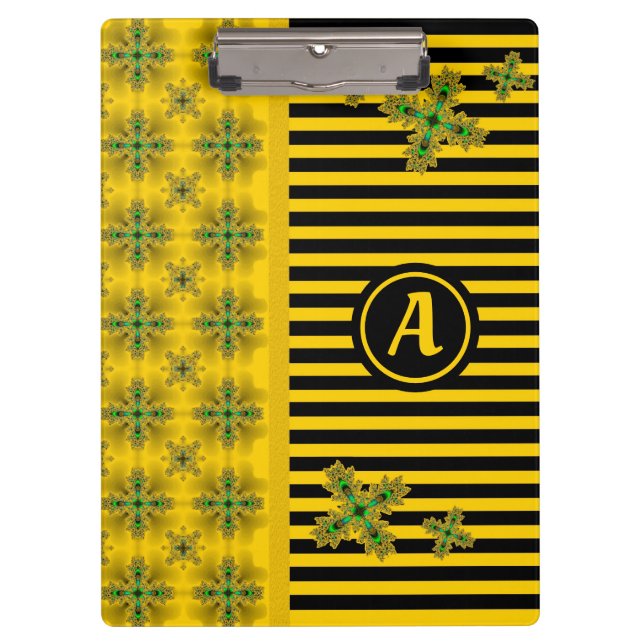 Carpeta De Pinza Flores artdeco en estilo retro con monograma (Anverso)