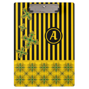 Carpeta De Pinza Flores artdeco en estilo retro con monograma