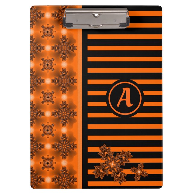 Carpeta De Pinza Flores artdeco en estilo retro con monograma (Anverso)