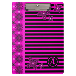 Carpeta De Pinza Flores Artdeco en estilo retro con monograma
