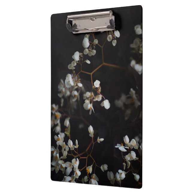 Carpeta De Pinza Flores blancas melancólicas sobre fondo oscuro (Izquierda)