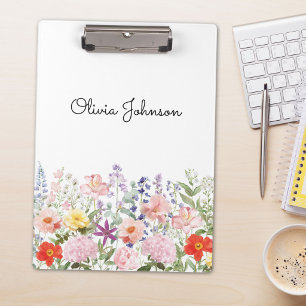 Carpeta De Pinza Flores Bonitas Coloridas Jardín Floral Personaliza
