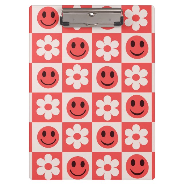Carpeta De Pinza Flores cubiertas y rojas de caras felices (Anverso)