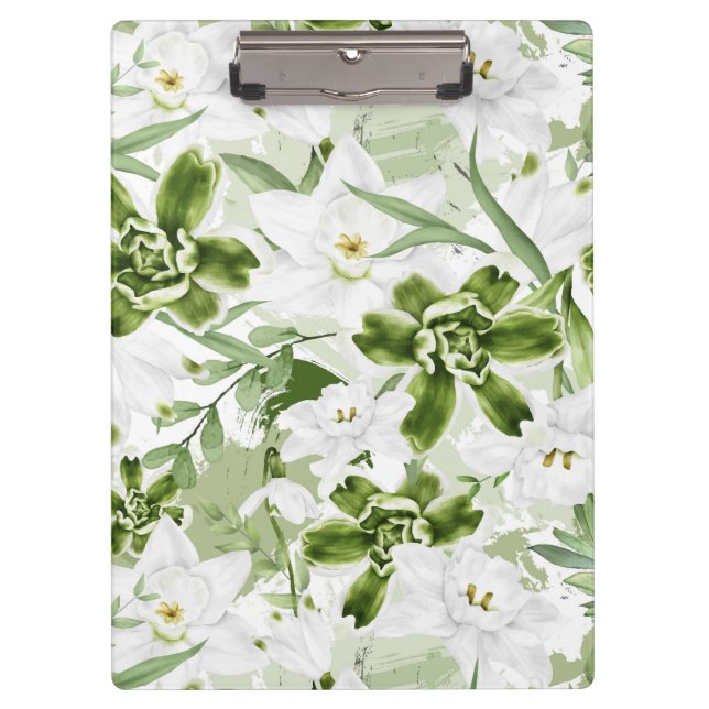 Carpeta De Pinza Flores de acuarela blanca 2 (Anverso)