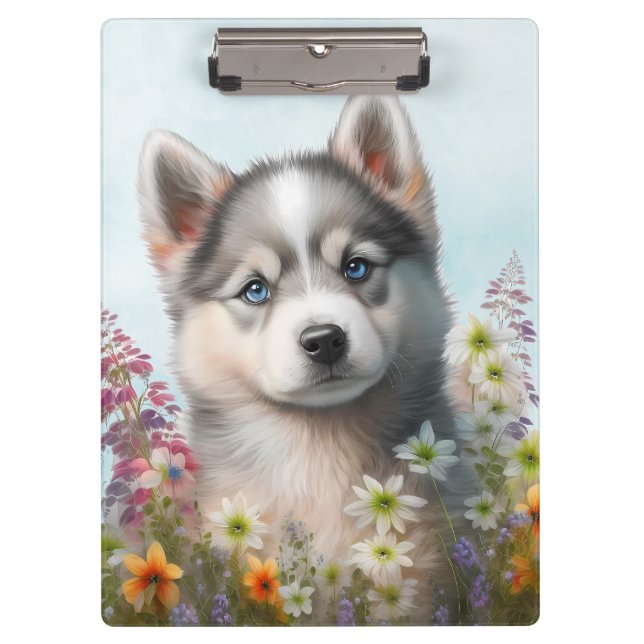 Carpeta De Pinza Flores de acuarela y espantapájaros siberianos (Anverso)