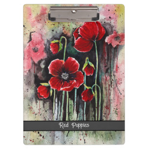 Carpeta De Pinza Flores De Adormidera En Acuarela