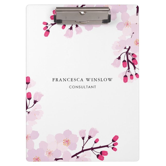 Carpeta De Pinza Flores de cerezo caprichosas personalizadas (Anverso)