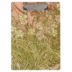Carpeta De Pinza Flores de clavel floral Art Nouveau Alfonse Mucha
