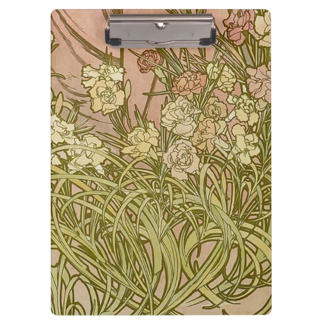 Carpeta De Pinza Flores de clavel floral Art Nouveau Alfonse Mucha (Anverso)