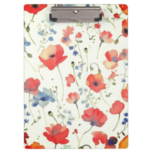 Carpeta De Pinza Flores de color azul y rojo