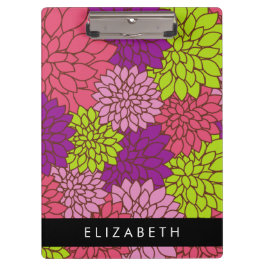 Carpeta De Pinza Flores de Dahlia, flores coloridas, tu nombre