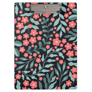 Carpeta De Pinza Flores de estilo retro rosado florecientes al esti