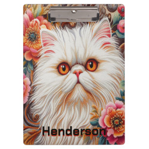 Carpeta De Pinza Flores de gatito persa, gato persa floral