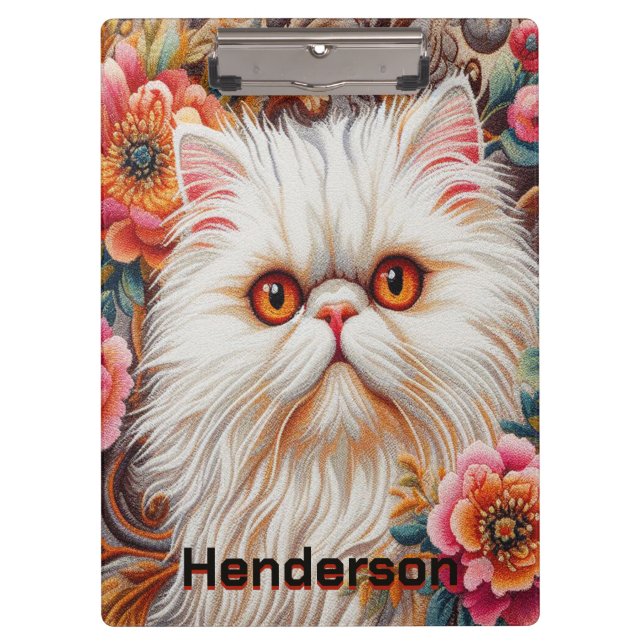 Carpeta De Pinza Flores de gatito persa, gato persa floral (Anverso)