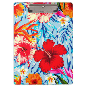 Carpeta De Pinza Flores de hibisco tropical azul Bath Mat