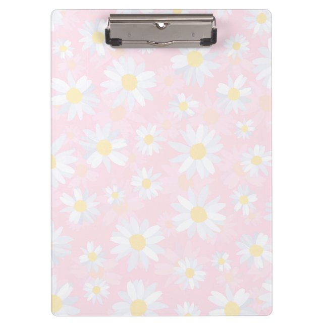 Carpeta De Pinza Flores de margarita blanca con flores rosadas (Anverso)