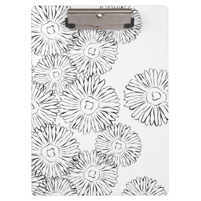 Carpeta De Pinza Flores de primavera abstractas en blanco y negro (Anverso)