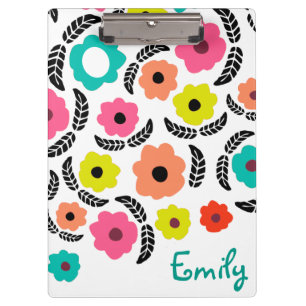 Carpeta De Pinza Flores de verano y hojas negras