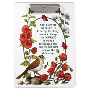 Carpeta De Pinza Flores del rezo de la serenidad, pájaro, arte de