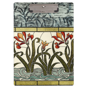 Carpeta De Pinza Flores del vitral con la frontera del moreno