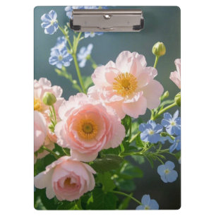 Carpeta De Pinza Flores delicadas rosa azul