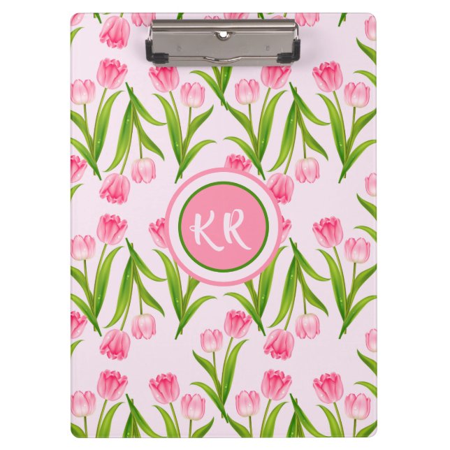 Carpeta De Pinza Flores florales de tulipanes rosados bonitos deja  (Anverso)