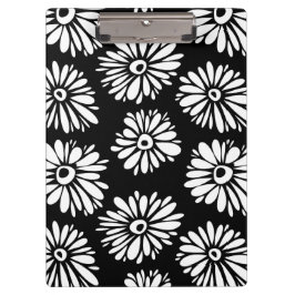 Carpeta De Pinza Flores Funky Negra y blanca