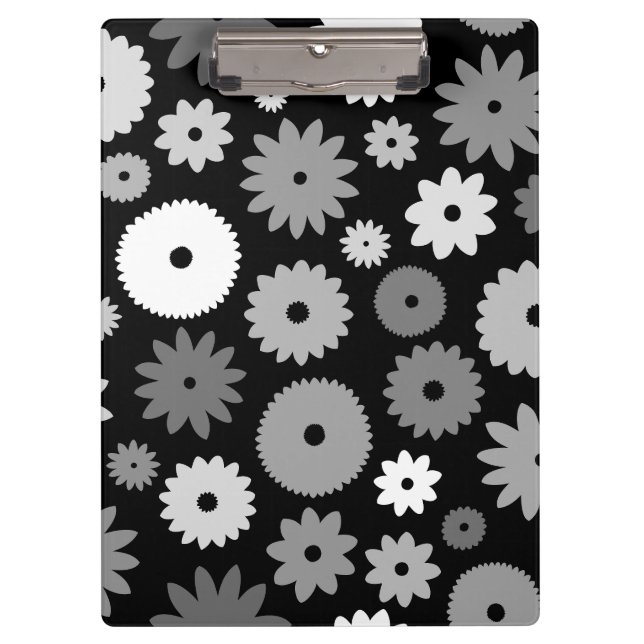 Carpeta De Pinza Flores monocromas gran patrón (Anverso)