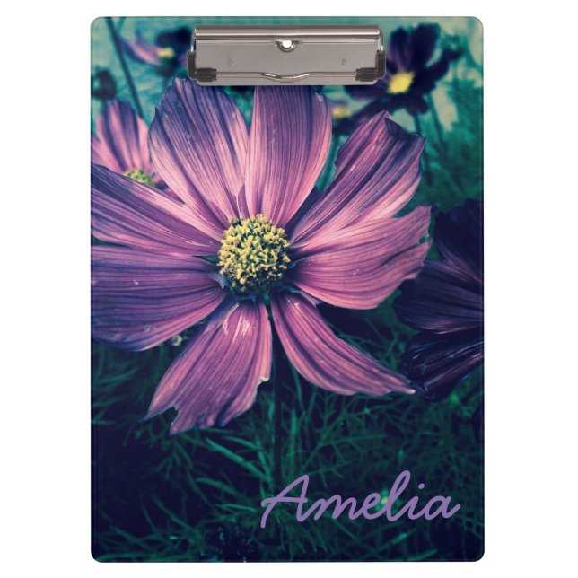 Carpeta De Pinza Flores Moradas Personalizadas (Anverso)