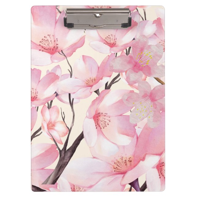 Carpeta De Pinza Flores rosadas de cerezo de cerezo Sakura estético (Anverso)