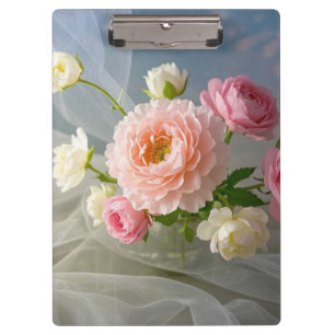 Carpeta De Pinza Flores rosadas delicadas atemporales elegantes