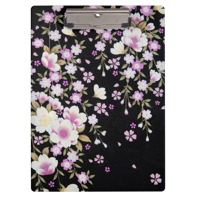 Carpeta De Pinza Flores rosadas en cascada (Anverso)