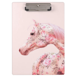 Carpeta De Pinza Flores rosadas montando caballo   Artesanía estéti