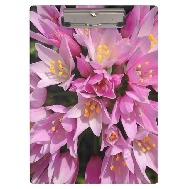 Carpeta De Pinza Flores rosadas y amarillas tropicales (Anverso)