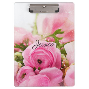 Carpeta De Pinza Flores rosas antiguas con su nombre