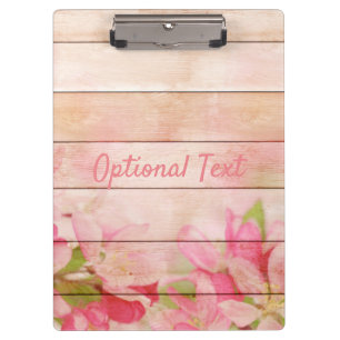 Carpeta De Pinza Flores rusticas rosadas en madera