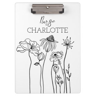 Carpeta De Pinza Flores silvestres dibujadas a mano personalizadas