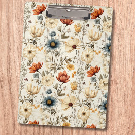 Carpeta De Pinza Flores silvestres secas vintage terracota azul mar